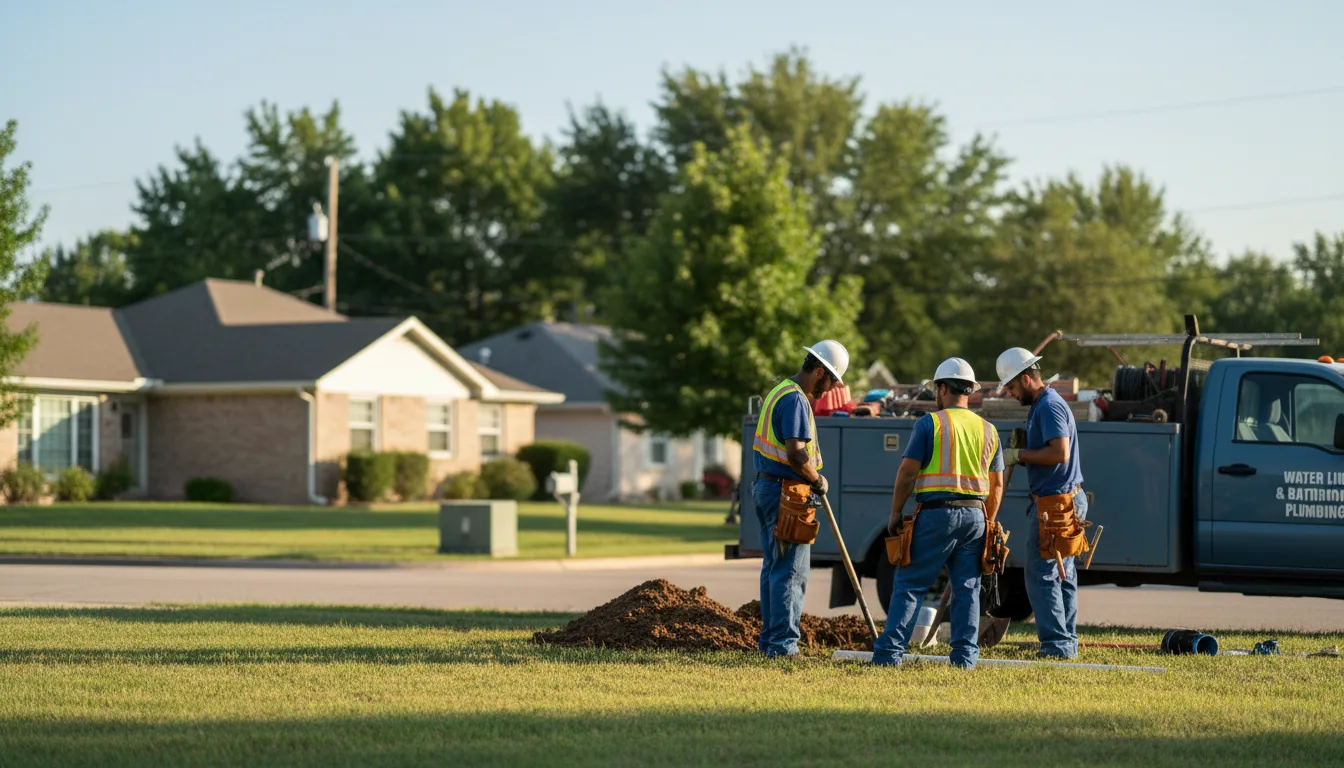 Residential water line and bathroom plumbing service in Bowlegs, OK
